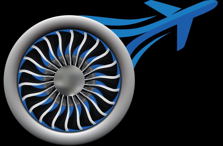 FareOptic jet engine and aeroplane logo